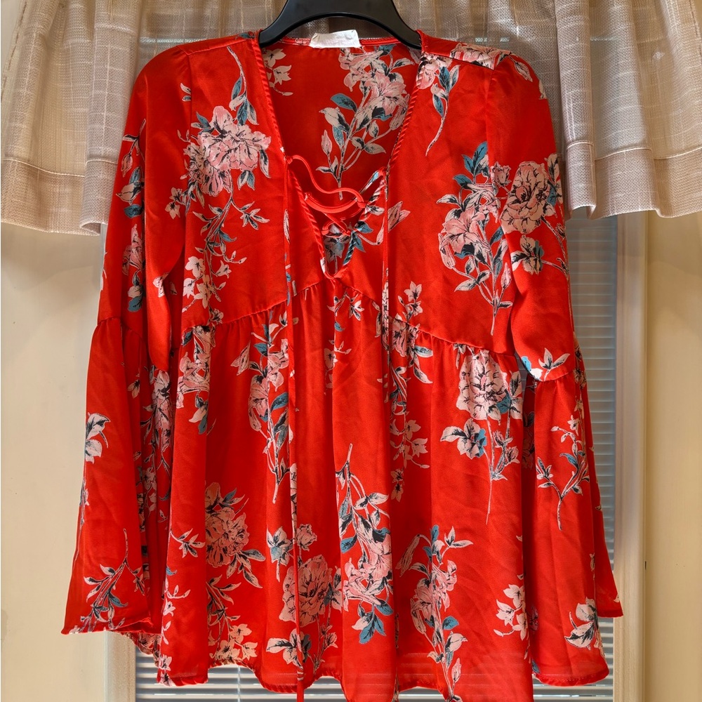 Floral Red Women's Top